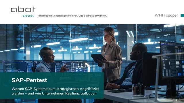 Cover des abat Whitepapers: SAP-Pentest – Warum SAP-Systeme zum strategischen Angriffziel werden.